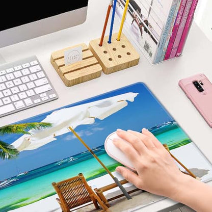 Desk Mat, Tropical Beach Extended Gaming Mouse Pad Large, 31.5"x11.8" Big Mouse Pad with Non-Slip Base and Stitched Edge, Long Computer Keyboard Mouse Mat for Home Office Work - color: Tropical Beach