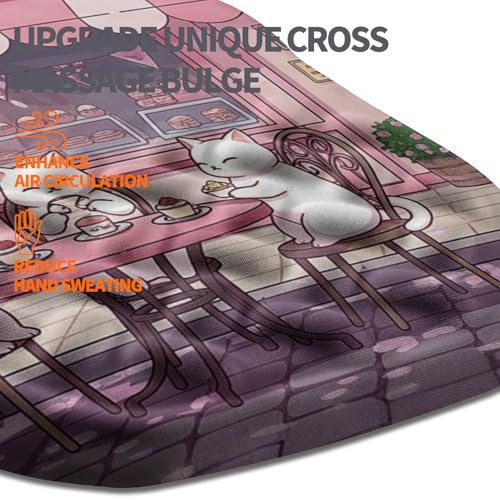 Ergonomic Slope Mouse Pad Wrist Support, Wrist Rest Mousepad for Carpal Tunnel Pain Relief with Massage Bulge and Slow Rebound Memory Foam (12x8 inch, Cat Bakery) - color: Am038-cat Bakery