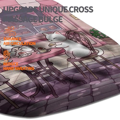 Ergonomic Slope Mouse Pad Wrist Support, Wrist Rest Mousepad for Carpal Tunnel Pain Relief with Massage Bulge and Slow Rebound Memory Foam (12x8 inch, Cat Bakery) - color: Am038-cat Bakery
