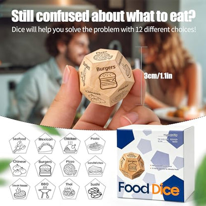 Food Dice, Stocking Stuffers for Men Women, Christmas Anniversary Birthday Gifts for Men Women, Fathers Day Dad Gift, Date Night Dice - color: Food Dice