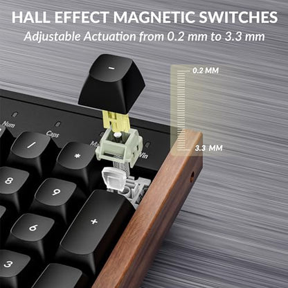 Keychron K10 HE Hall Effect Keyboard, Ultra-Fast Lime Banana Magnetic Switch, Full-Size Tri-Mode Wireless Keyboard with Rapid Trigger, Adjustable Actuation, RGB, Aluminum + Wood Frame - Black - color: Lime Banana Switch - Black