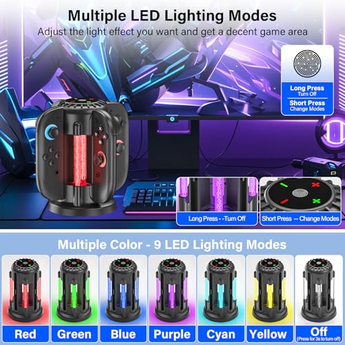 Switch-2-Joycon-Charger - Charging Dock for 2025 Nintendo Switch 2 JoyCon Controllers, Magnetic & Bubble LED Light, Fast Charging Station for Nintendo Switch2 Joy-con 2 Controllers Accessories, Black - color: Black