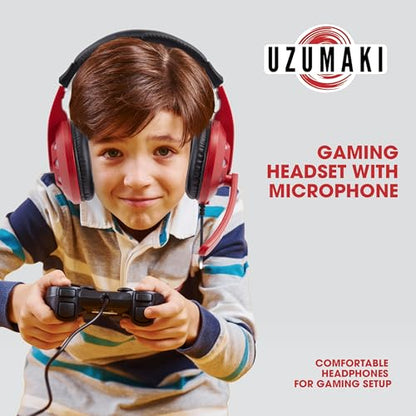 Uzumaki Gaming Headset with Mic, Wired Headphones, Microphone, LED Lights | Uzumaki wired gaming headset, mic, LED lights, padded over-ear comfort, enhanced audio, PC gaming setup. - color: Uzumaki