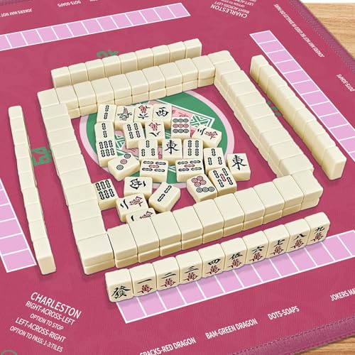 2F22E Mahjong Mat, Noise Reduction Non-Slip Mahjong Mat for Table, 32.4 * 32.4 Inch Mahjong Table Mat for Poker, Board Games Table Mat, Card Games, Tile Games, Dominoes (Pink) - color: Pink