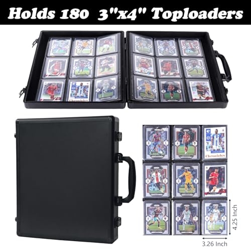Azamou Toploader Binder for Trading Cards, Hard Cases, Holds 216 Toploaders, 9 Pocket Sleeves for 3" x 4" Cards (Black 216-Toploaders) - color: Black 216-Toploaders