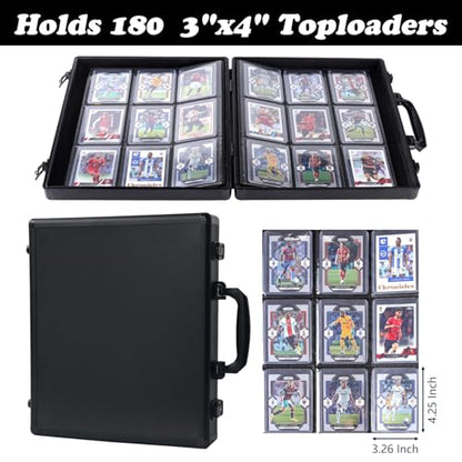 Azamou Toploader Binder for Trading Cards, Hard Cases, Holds 216 Toploaders, 9 Pocket Sleeves for 3" x 4" Cards (Black 216-Toploaders) - color: Black 216-Toploaders