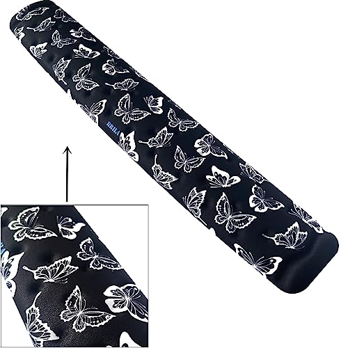BRILA Keyboard Wrist Rest Support Cushion Pad for Computer, Laptop, Office Work, PC Gaming - Memory Foam Gel with Massage Holes Design - Non-Slip Easy Typing Wrist Pain Relief - color: Butterflies