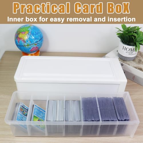 Toploader Storage Box, Trading Card Storage Box with 6 Dividers, Hard Plastic Box for Top Loaders, Sports Card Storage Case, Large for 200 Toploaders or 1200 Cards (16 x 6.1 x 4.45 in) - style: Pull-out Style