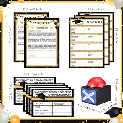 Shappy 25 Pcs Graduation Friendly Feud Game with 2 Answer Buzzers, Graduation Trivia Game Feud Card Festival Guessing Holiday Activity for Class School Team Groups Party