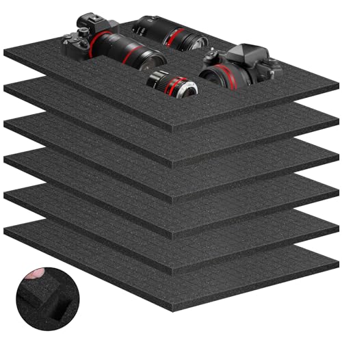 Eunice 6Pcs Polyurethane Foam Inserts -16 x 12 x 0.8 Inch Pick and Pluck Foam Padding Sheets for Tool Box, Camera Storage and Crafts - size: 6pcs-16*12*0.8Inches