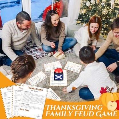Syhood Thanksgiving Friendly Feud Game with 2 Answer Buzzer, Friendsgiving Family Card, Family Trivia Quiz Game Night for Party Office Adults Large Groups Teams - style: Thanksgiving