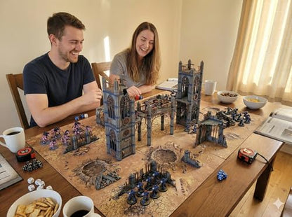Gothic Sector Terrain Set: 28mm Scale Buildings & Scatter Terrain for 2000-Point Competitive 40k Games (Gothic Sky Bridge) - style: Gothic Sky Bridge