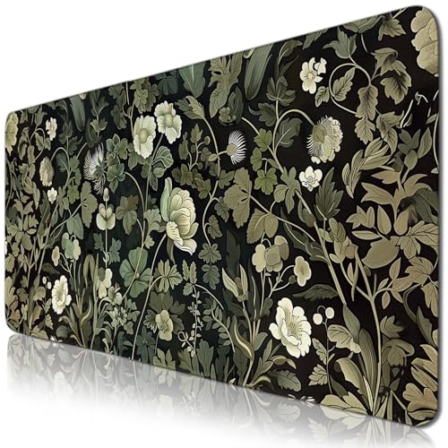 Gaming Mouse Pad, GreenPlant Mousepad with Non-Slip Base Stitched Edges, Gifts for Men Women GreenPlant Lovers, Large Desk Mat for Computer Keyboard and Mouse 11.8”x 31.4” XL Gift for Christmas - color: Green-Plant2, size: X-Large
