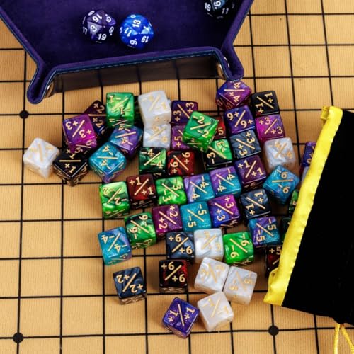 82 Pack Magic The Gathering Counter Dice Set 72 Pcs D6 MTG Dice Life Counters Tokens for Magic Card Game Accessories with 3 Pcs Rolling Dice 7 Pcs Drawstring Bags - color: 6 Colors