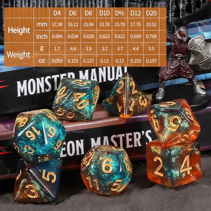 CiaraQ Starry Glitter Polyhedral Dice Set with Drawstring Pouch | 26 acrylic dice sets – 182 pcs total, 7 per set (D4-D20). Lightweight & durable. Great for D&D & tabletop games. Ages 14+. - color: 26 Colors - Starry Sky Style