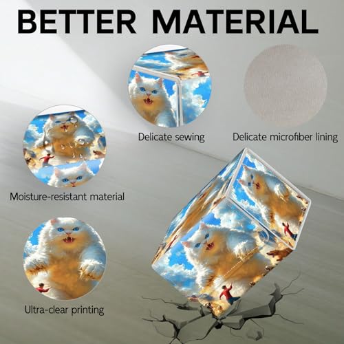 Trading Card Storage Box, Holds 100+ for MTG Cards, Premium PU Leather with Magnetic Closure, Giant White Cat And A Man Durable Deck Box for Magic the Gathering, Trading Card Games - color: Giant White Cat And A Man