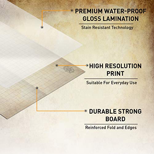Melee Mats DND Map Starter Set - 23” x 27" Double Sided, Wet & Dry Erase Battle Terrain Grid for Dungeons and Dragons - Tabletop Board Gaming Kit with Accessories