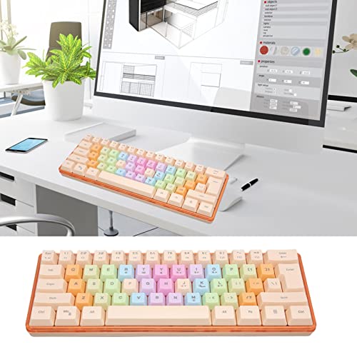 61 Keys Mechanical Gaming Keyboard RGB Backlit Compact 60 Percent Wired Keyboard with Colorful Keycaps for PC, Office Amp,Gaming Portable Mini Keyboard with Optical Switches (Apricot) - color: Apricot