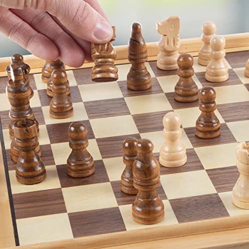 Board Game Set - Deluxe 7-in-1 Classic Board Games - Wood Gaming Center with Storage - Chess, Backgammon, Dominos, Checkers, Dice Set, Cribbage Board, and Playing Cards by Trademark Games - style: 7-in-1 Deluxe