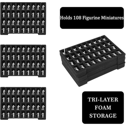 Miniature Storage Figure Case, Purple, 108 Slot | Sturdy Carrying, Figurine Minature Carrying Case, Compatible with D&D and More - color: Purple
