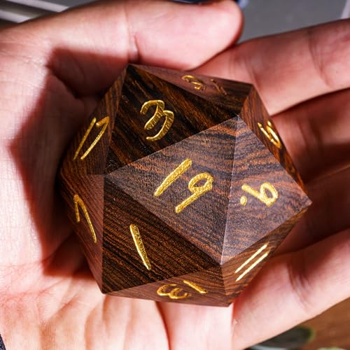 50mm Wooden D20 Dice Bocote Wood 20 Sided Dice for D&D Tabletop Game | Premium Gift Box, DM Gift, for Dungeons and Dragons Role Playing Games - color: D20 Garapa