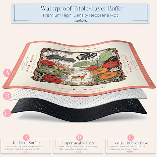 American Mahjong Mat and Racks Set: 31.5" x 31.5" Waterproof Neoprene | Includes 4 clear acrylic racks, rules card, carrying bag and gift box – ready to play, great for gifting(Jungle Color) - color: Jungle Color