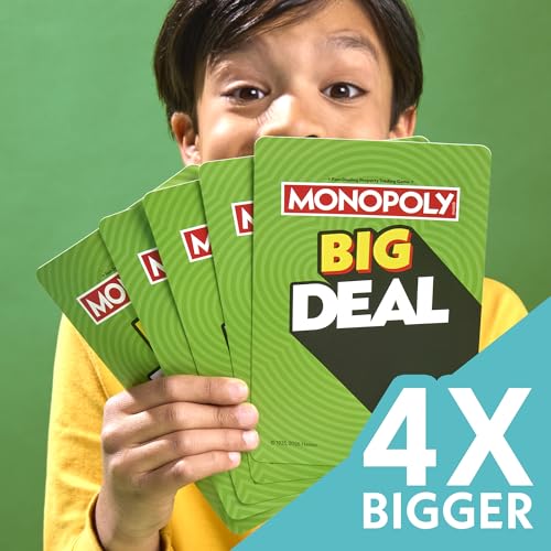 Monopoly Big Deal Card Game | Oversized Giant Large Cards for Family Fun | Ages 8+ | 2 to 5 Players | 15 Mins. | Travel Games for Kids and Adults