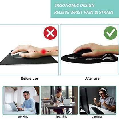 Mouse Pad with Wrist Support, Ergonomic Mouse Pad with Memory Foam Wrist Rest Cushion, Non-Slip Rubber Base Gaming Mice Pad for Home Office Computer Laptop, Human Skeleton - color: L-human skeleton