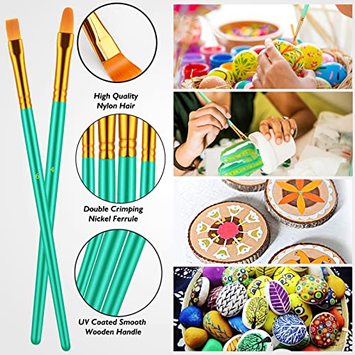 Paint Brushes Set, 30 Pcs Paint Brushes for Acrylic Painting, Oil Watercolor Acrylic Paint Brush, Artist Paintbrushes for Body Face Rock Canvas, Adult Drawing Arts Crafts Supplies, Green - color: Green,nickel