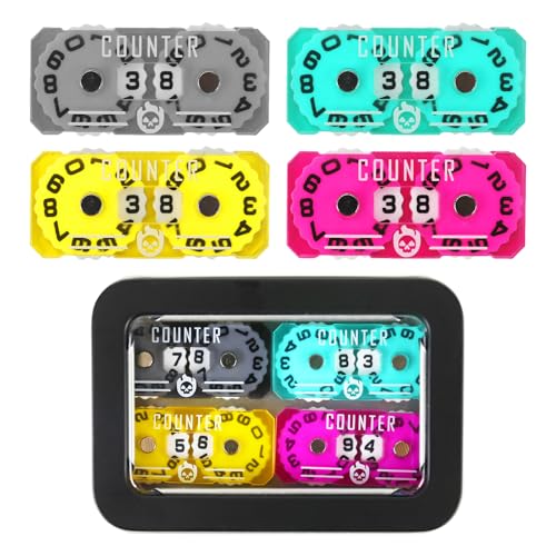 4Pcs MTG Life Counter Twin Digits with Metal Box, Tracker Life Counter for Board Games, Compatible with Magic the gatering Accessories RPG D&D CCG TCG Tabletop Board Games - color: C Color-4pcs