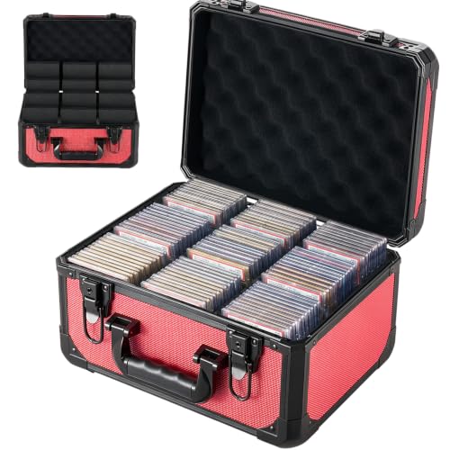 VEVOR Graded Card Case 3 Row 96 PSA Slab Storage Box with Secure Lock, Baseball Sports Trading Cards Holder Collector with 12 Dividers, Key, Holds 76 SGC 68 BGS 348 Top Loaders and 999+ Loose Cards