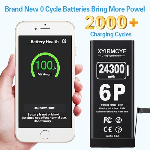 XYIRMCYF 24300mAh Super Capacity Battery Compatible with iPhone 6 Plus, New 0 Cycle-Li-Polymer Replacement Battery for iPhone 6 Plus, with Professional Repair Tool Kit - color: 6P-24300