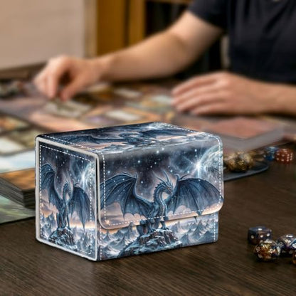 Card Deck Box for MTG Trading Cards with Magnetic Closure,Premium Card Storage Box Case Cover for TCG CCG Magic Cards,Blue Dragon - color: Blue Dragon