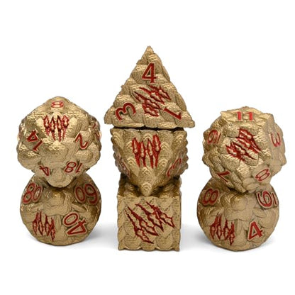 Dragon Scale Metal Dice Set-Dragon Claw,with Gift Metal Box for TTRPG Tabletop Gaming,Dungeon Masters,RPG Adventures(Brown) - color: Brown