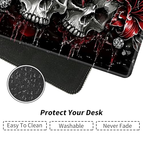 Skullsflowers for MTG & TCG Playmat Mouse Pad,BFDHGQZC 24" x 14" Game Mat for MTG/RPG/CCG Trading Card Game Playmats Table Mat Perfect for Card Games Video Games Computer Office - color: Skullsflowers