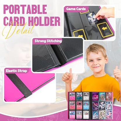 Card Binder 9-Pockets,Trading Card Binder,20 Pages, 360 Card Capacity Collection Binder, Card Folder for MTG, TCG, Game Cards & Sports Cards (Rose Red) - color: Rose red