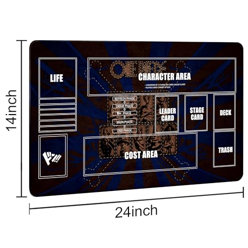 Playmat for One Piece Card Game (24x14 Inches): with Non-Slip Rubber, Zones Design, a Professional Storage Bag Included, Plus a Limited-Time Gift of a Set of 20 Damage Counters (Black1) - color: Black1