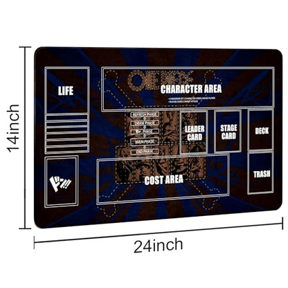 Playmat for One Piece Card Game (24x14 Inches): with Non-Slip Rubber, Zones Design, a Professional Storage Bag Included, Plus a Limited-Time Gift of a Set of 20 Damage Counters (Black1) - color: Black1