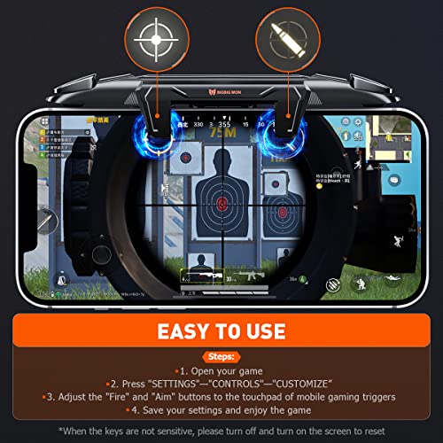 BIGBIG WON Gaming Triggers, Mobile Game Controller for PUBG/Fornite/Call of Duty Integrated Mobile Triggers Aim Button Shooter Joystick for iPhone and Android Mobile Gaming Trigger Black
