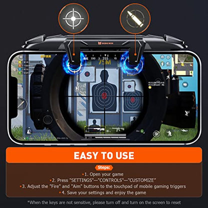BIGBIG WON Gaming Triggers, Mobile Game Controller for PUBG/Fornite/Call of Duty Integrated Mobile Triggers Aim Button Shooter Joystick for iPhone and Android Mobile Gaming Trigger Black