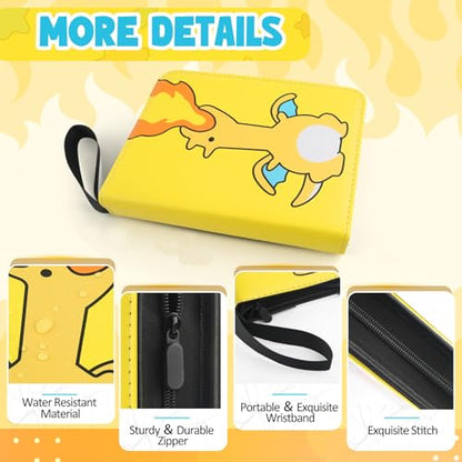 Premium Collectible Trading Card Albums，Card Binder Fits 400 Cards with 50 Removable Sleeves，Display Game Card Case book Holder, Fire Dragon Themes - color: 01 fire dragon