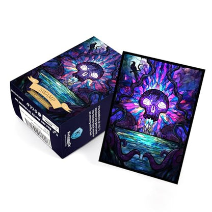 Katomula 100 MTG Card Sleeves with 100 Inner Sleeves, Textured Back Art Sleeve, Fit Standard Size Cards - Swamp - color: Swamp