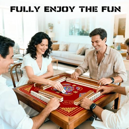 Red Flower Mahjong Mat (31.5X 31.5 in), Non-Slip Noise Reduction | Mahjong Table Mat for Table, Mah Jong Mat with Carrying Bag, Game Table Cover for Mahjongs Poker Dominoes, Christmas Gift - color: Chicken