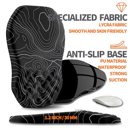 Ergonomic Slope Mouse Pad Wrist Support, Wrist Rest Mousepad for Carpal Tunnel Pain Relief with Massage Bulge and Slow Rebound Memory Foam (12x8 inch, Black Contour Lines) - color: Am016-black Contour Lines