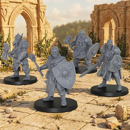 AUSPDICE 25mm DND Minis Figurine for Dungeon Masters & RPG Gift AS990 | Unpainted Ultimate 12 Pcs Heroic Adventurer Party -1:64 Scale Multi-Class TTRPG Human Miniatures Tabletop Gaming Miniatures
