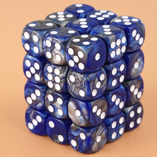 36 Pieces 12mm 6 Sided Mini Dice Set,Two Colours D6 Game Dice Set,6 Sided Standard Game Dice for Board Games Dice Games Classroom Teaching Dices Game, with Portable Gaming Box(Dark Blue&Black) - color: D6-dark Blue & Black