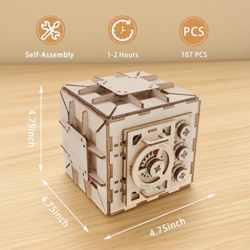 3D Wooden Puzzles for Adults, Safe Boxes, Brain Games Model Kit for Adults and Kids to Build, Mechanical Treasure Box Brain Teaser, Gifts for Adults and Teens (Safe Box) - color: Safe Box