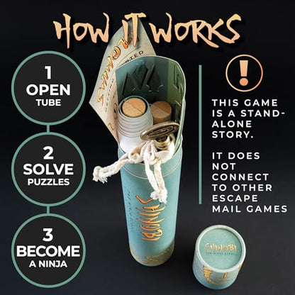 Escape Mail - Shinobi: The Ninja Scroll | Fun Mystery Solving Game | Problem Solving Puzzles for Adults and Teens | Ninja Theme Interactive Puzzle Game, Story-Based Gameplay for 1-4 Players, Ages 15+