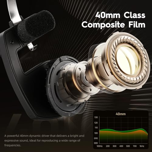 okcsc Classic On-Ear Headphones, Retro Style, BT Wireless Retro Headphones, Ultra Lightweight Retro Headsts/Bullt-in Mic/40mm Class Composite Film/BT 5.3 & Wired Two Connection Modes, BT/Black - color: Black, size: Bluetooth