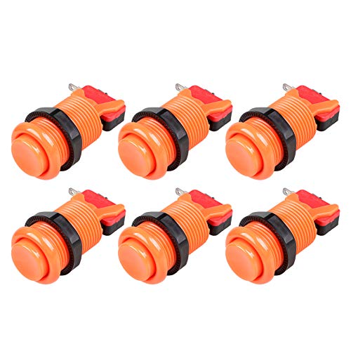EG STARTS 6X American Style Standard Arcade Buttons Switchable Happ Type 30mm Push Button 3/16" Terminal for Jamma Mame Kit Parts (Orange) - color: Orange